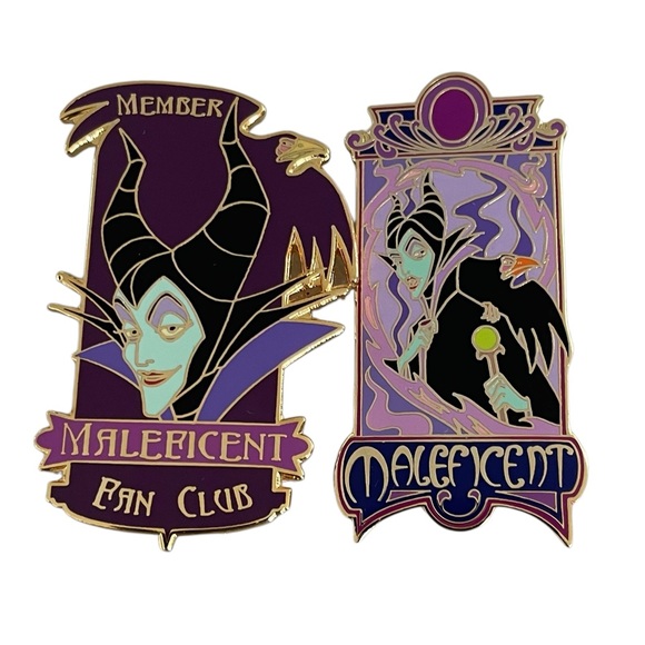 Disney Other - Disney Pins Set of 2 Maleficent Fan Club Villain Diablo Raven LE 1000